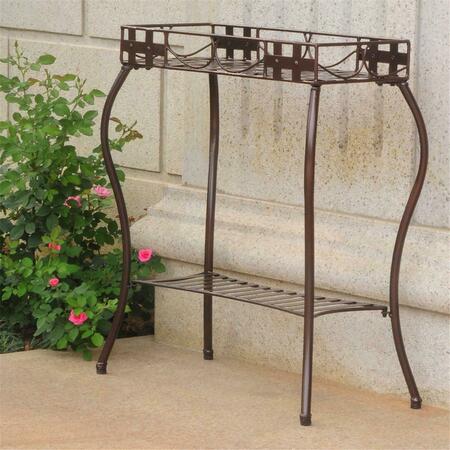 INTERNATIONAL CARAVAN Santa Fe Iron Nailhead Rectangular Plant Stand, Bronze 3561-HD-BZ